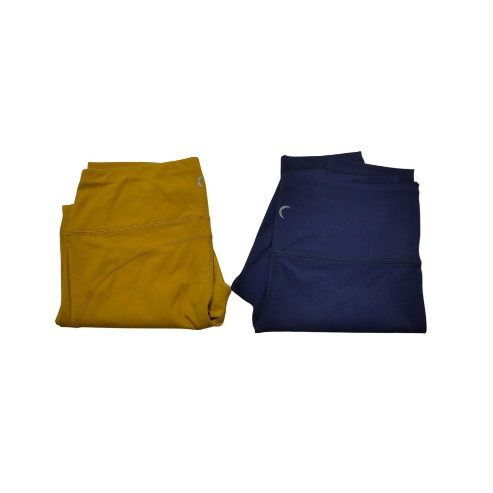 Zyia Active Leggings Womens 6-8 Blue Yellow High Rise Ankle Lot 2 Stretch